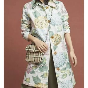 Anthropologie New Hydrangea Floral Coat Rain SizeM